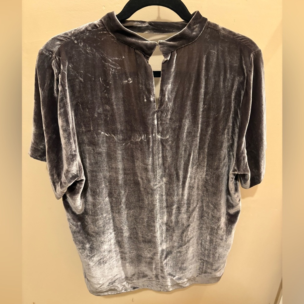 Madewell Crushed Velvet Choker Top Tunic In Ash Gray Size Large - Picture 7 of 11